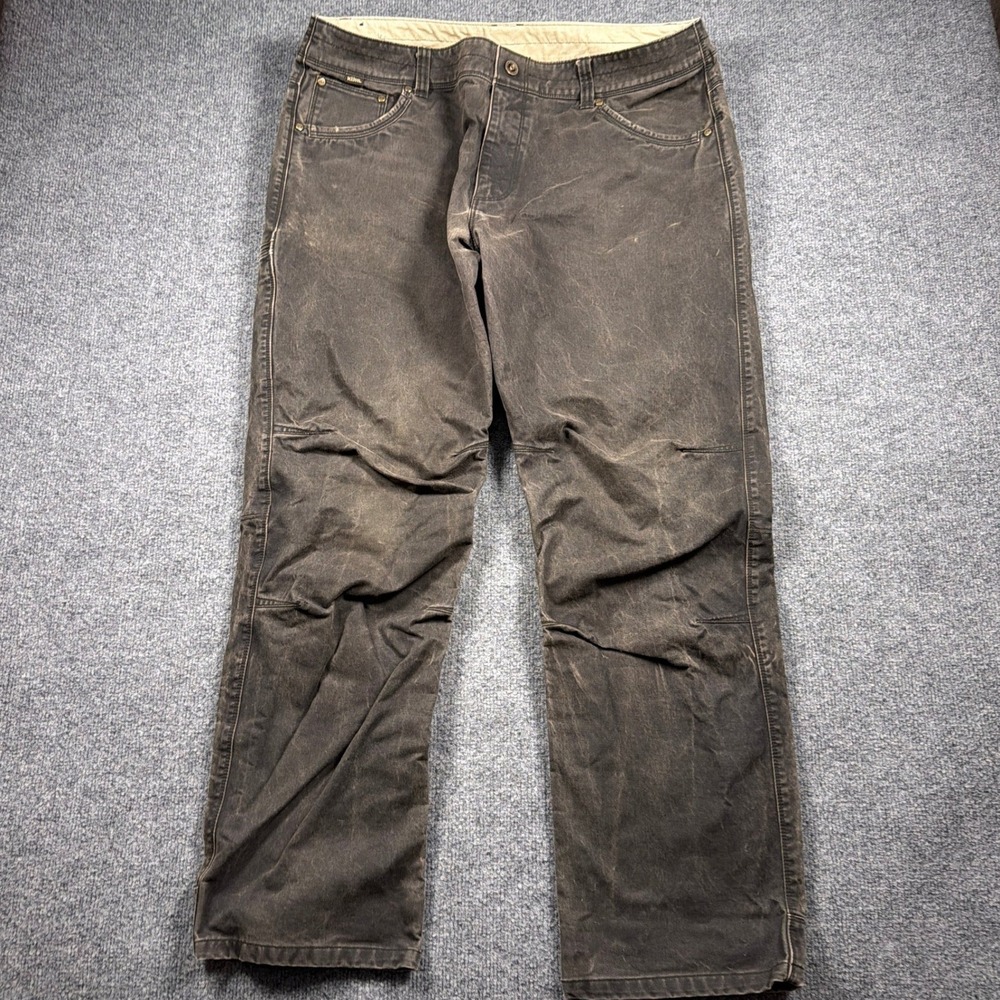 KUHL Vintage Patina Dye Rydr Pants Mens 38x32 Brown Workwear Flex Knee